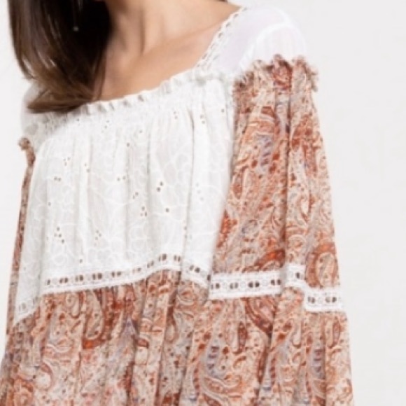 #1254 POL Festive Paisley Eyelet Dress / Tunic Top - Picture 8 of 16